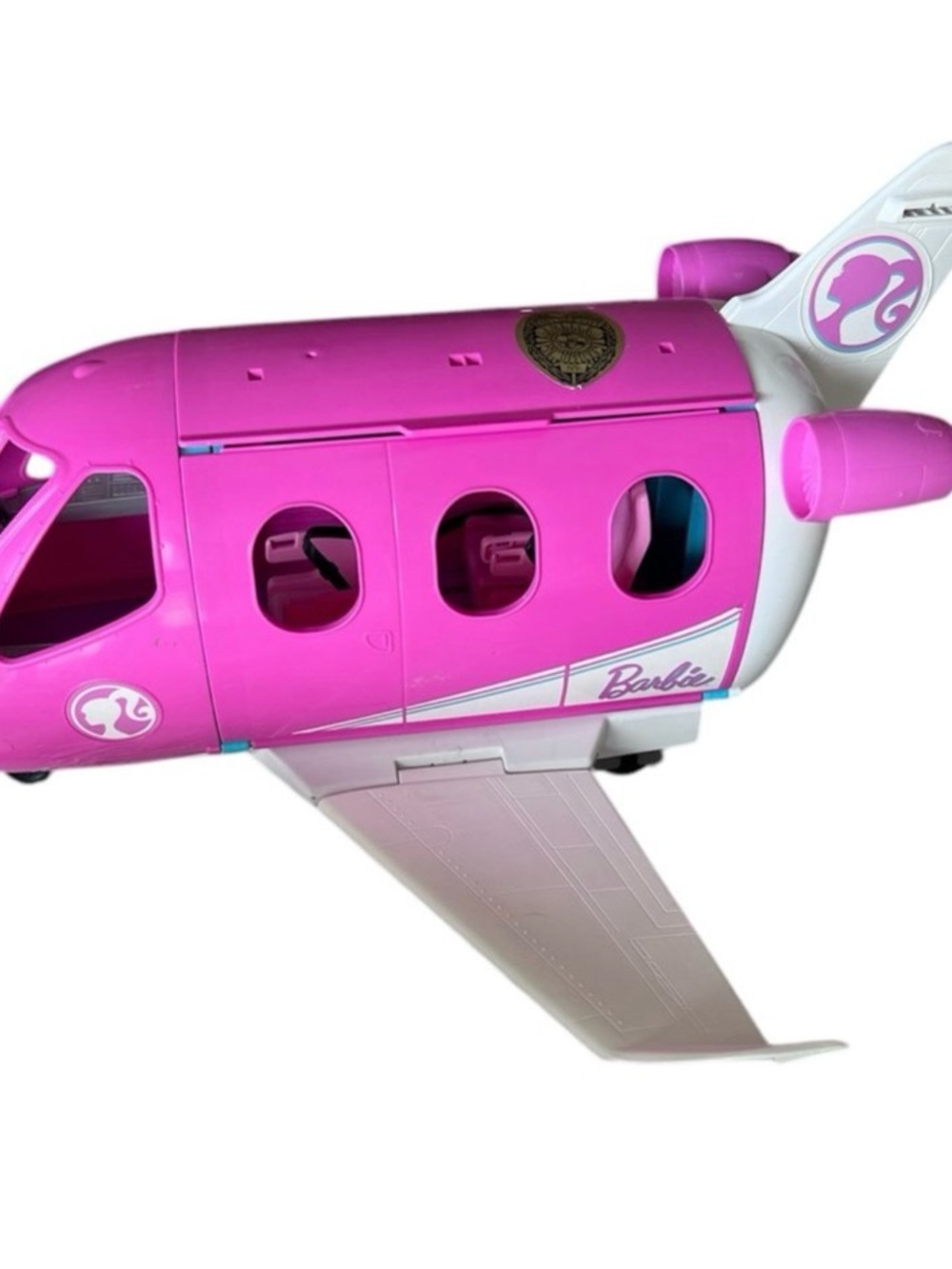 Barbie Dream Plane Playset Airplane Jumbo Jet 3 Seats Mattel Pink/White GDG76
